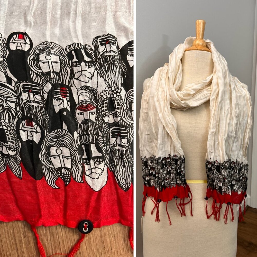 NEW Play Clan Tilak Border Scarf India Illustrative Art Design